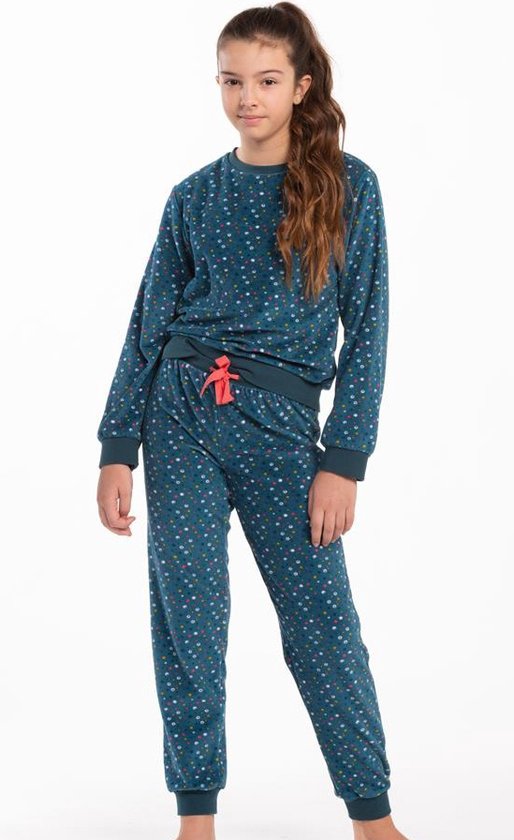 Eskimo meisjes pyjama Velours - Shirley - 176 - Petrol | bol.com