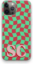 Gepersonaliseerd - Case Company® - Hoesje geschikt voor iPhone 12 Pro Max hoesje - Grid Monogram - Soft Cover Telefoonhoesje - Bescherming aan alle Kanten en Schermrand