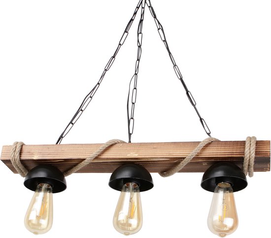 Industrial Living Hanglamp- Hanglampen eetkamer – woonkamer – Industrieel – 3 lichts – Hout