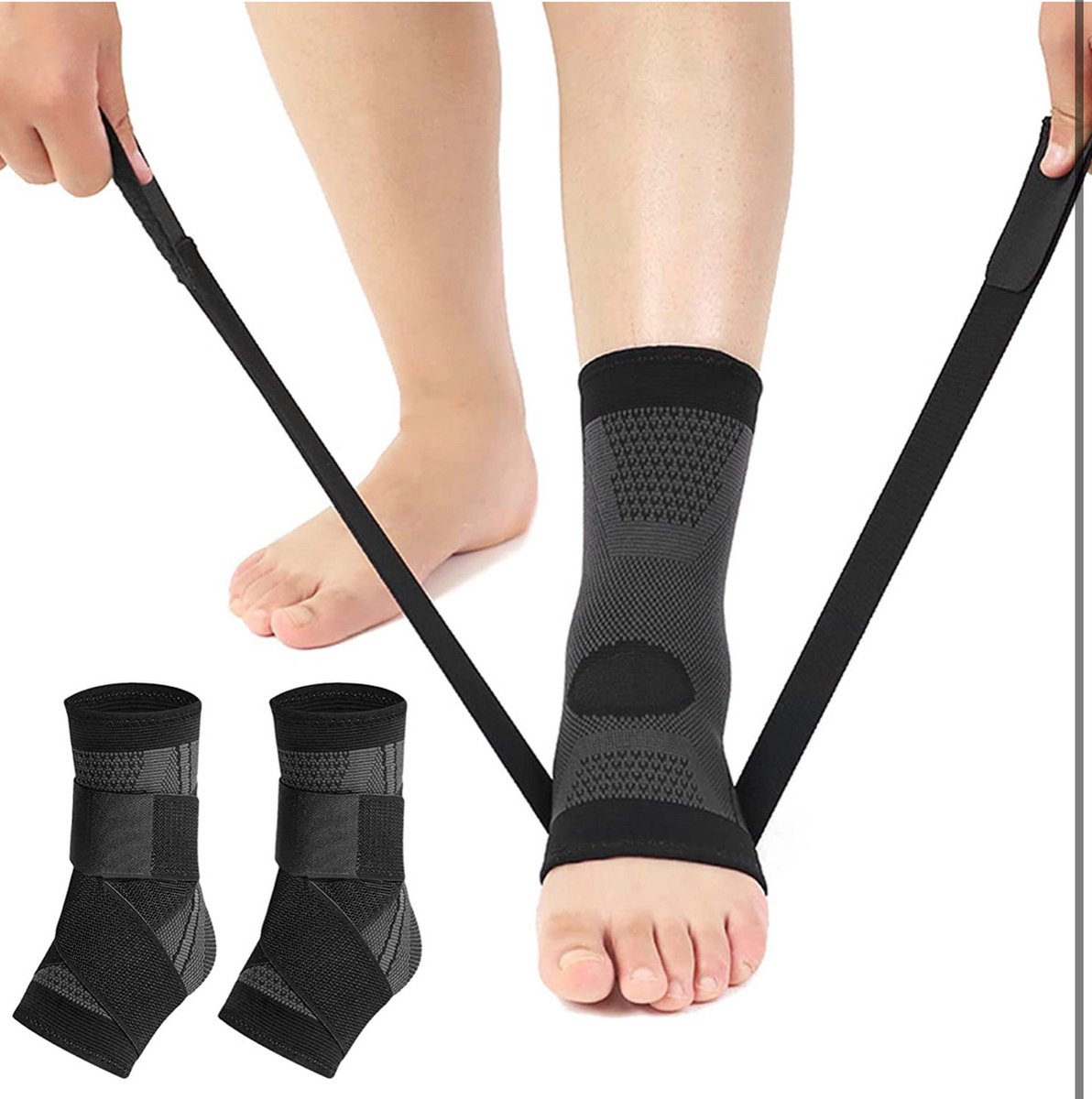 De Millennials Enkelbrace 1 pair (2 stuks)- Maat XL-Schoenmaat: 43 – 46- enkelbandage voor compressiesokken verlichten hielspoor - sport - Enkel Bandage - Voet brace - Enkel Brace - Enkelondersteuning - Neopreen - Comfort fit - Zwart - Universeel - De Millennials