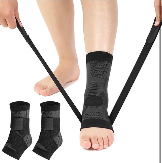 De Millennials Enkelbrace 1 pair (2 stuks)- Maat XL-Schoenmaat: 43 – 46- enkelbandage voor compressiesokken verlichten hielspoor - sport - Enkel Bandage - Voet brace - Enkel Brace - Enkelondersteuning - Neopreen - Comfort fit - Zwart - Universeel