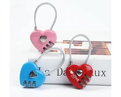 Hartjesslot - Liefdesslot - Blauw - Hart - Slot - Cijferslot - Liefde - Love - Koffer - Valentijn cadeautje voor haar & hem