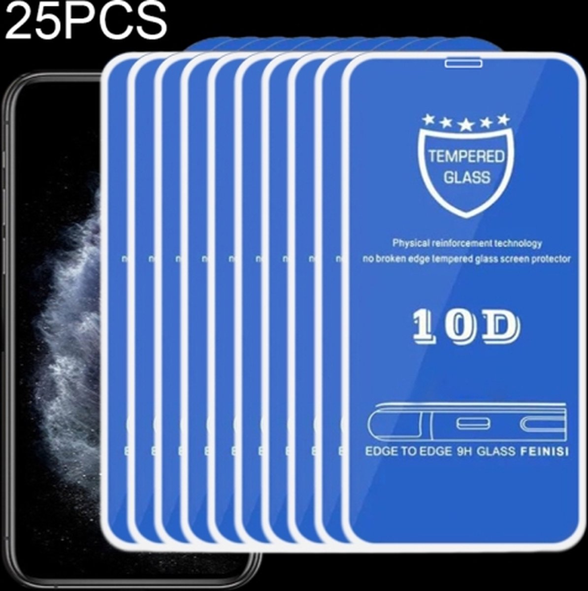 25 PCS 9H 10D volledig scherm gehard glazen schermbeschermer voor iPhone X / XS / 11 Pro (wit) - Merkloos