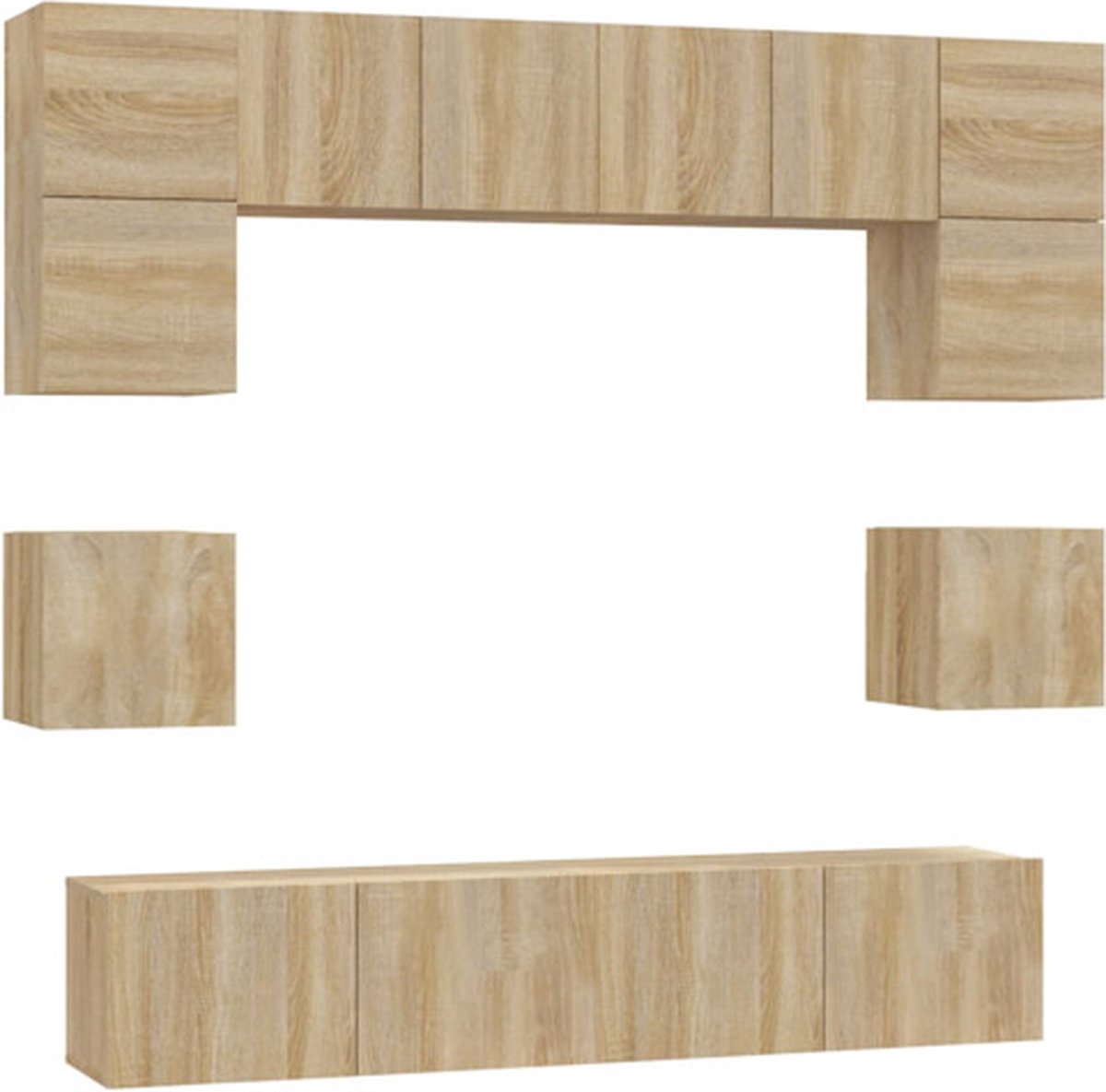 vidaXL - 8-delige - Tv-meubelset - bewerkt - hout - sonoma - eikenkleurig