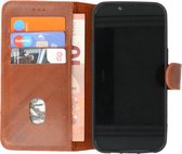 Galata Echt Lederen iPhone 14 Pro Handmade Hoesje - BookCase - Bruin