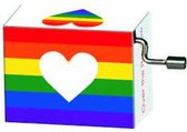 Muziekdoosje regenboogvlag met hart speelt muziek Over the Rainbow