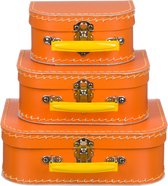Kofferset- 3delig - 16-20-25 cm - Oranje met geel handvat