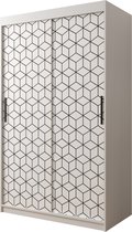 InspireMe - Kledingkast met 2 schuifdeuren, Modern-stijl, Een kledingkast met planken (BxHxD): 120x200x62 - GIPS T1 120 Wit Mat