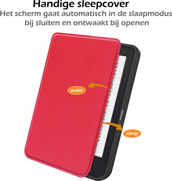 Hoesje Geschikt voor Kobo Clara 2E Hoes Book Case - Hoes Geschikt voor Kobo Clara 2E Hoesje Book Cover - Rood van Hoesje  — afbeelding 5