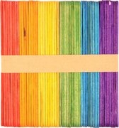 Knutselstokjes - houten ijsstokjes - 50x - regenboog kleurenmix - 11 cm