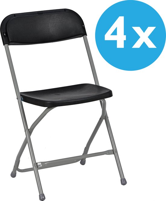 4 x chaise pliante Titan | noir / gris | léger | bol