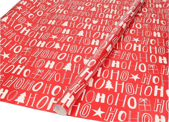 1x Rouleau de papier cadeau de Noël imprimé rouge métallisé Joyeux Noël 2,5  x 0 mètres
