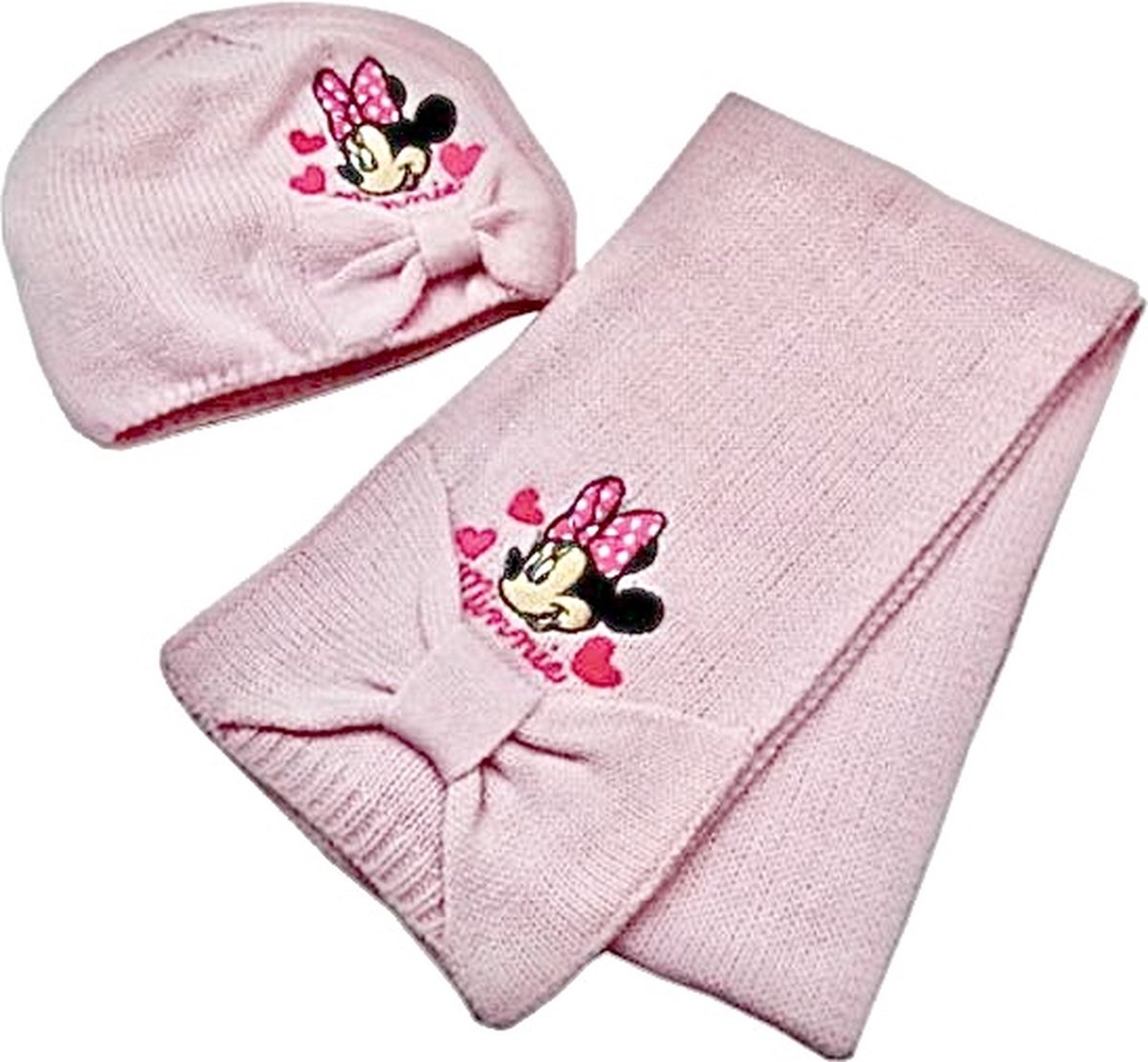 Disney Minnie Mouse - Winterset - Muts en Sjaal - Roze - maat 52 cm