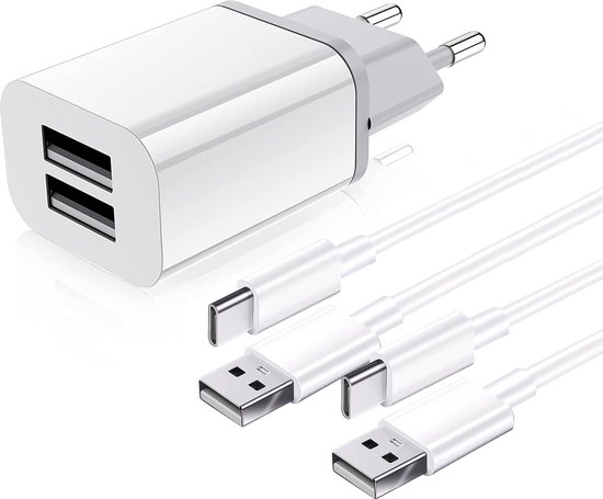 Deens steen Brutaal Dubbele USB Adapter met 2x Samsung Oplaadkabel - 2 Meter - 2.1A Snellader -  Oplader... | bol.com