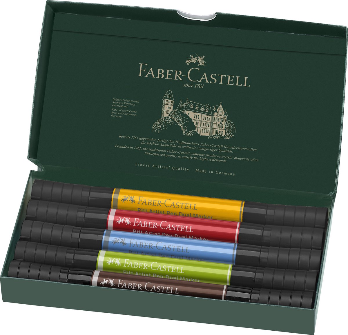 reinigen detectie accessoires Faber-Castell tekenstift - Pitt Artist Pen - duo marker - 5 stuks -  FC-162005 | bol.com