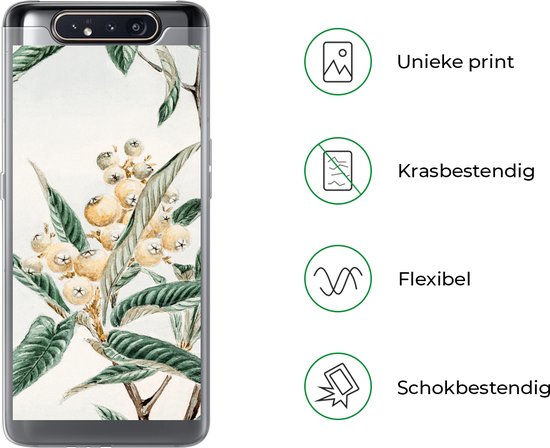 Coque Samsung Galaxy A80 - Feuilles - Baie - Japonais - Design - Coque de téléphone en Siliconen