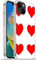 Geschikt voorApple Iphone 14 Plus - Soft case hoesje - Een illustratie met negen rode hartjes - Siliconen Telefoonhoesje