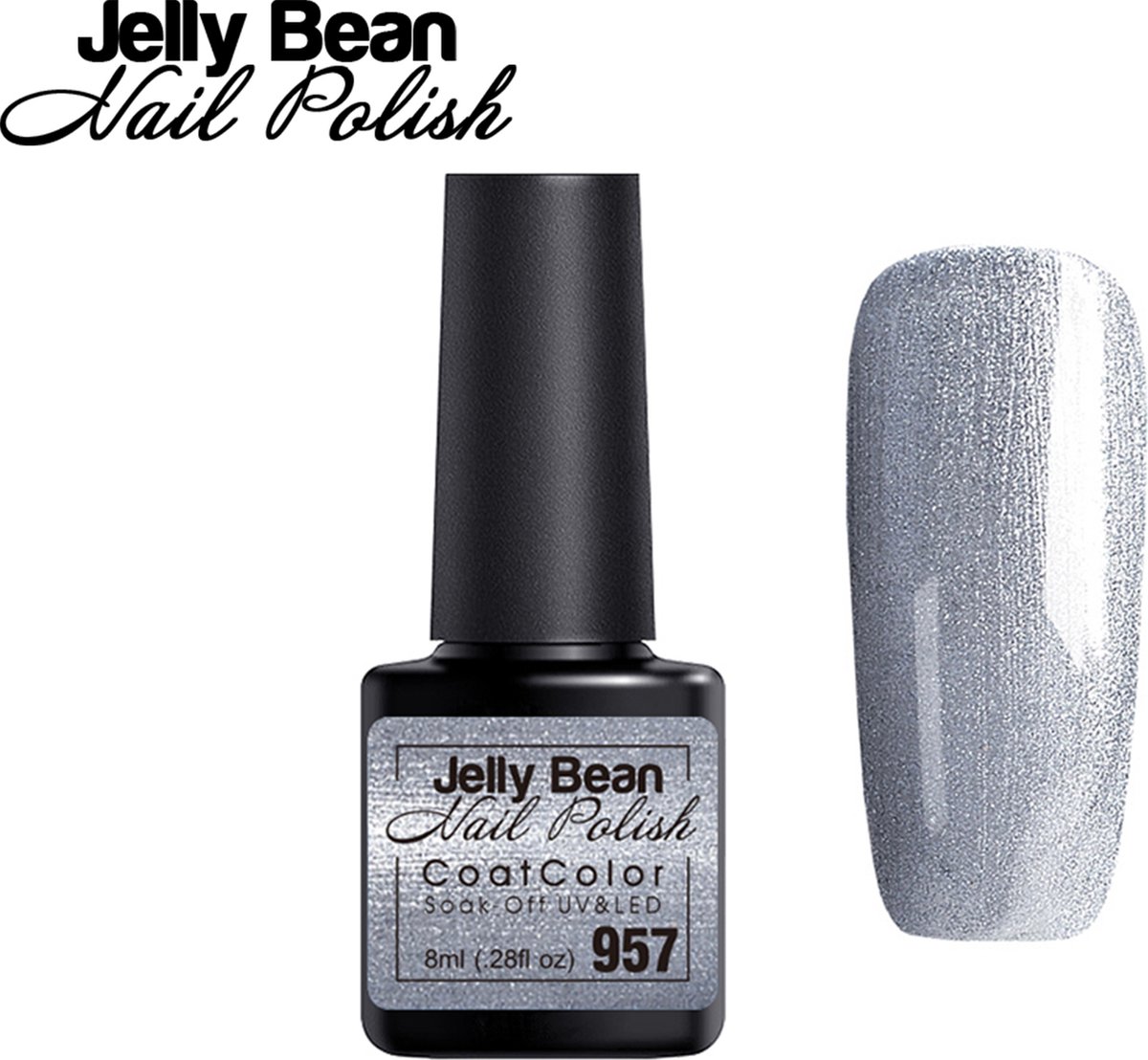 Jelly Bean Nail Polish Gel Nagellak New - Gellak - Silver Shimmer - Glitter - UV Nagellak 8ml