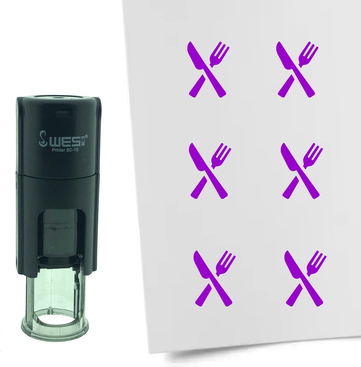 CombiCraft Stempel Bestek 10mm rond - paarse inkt