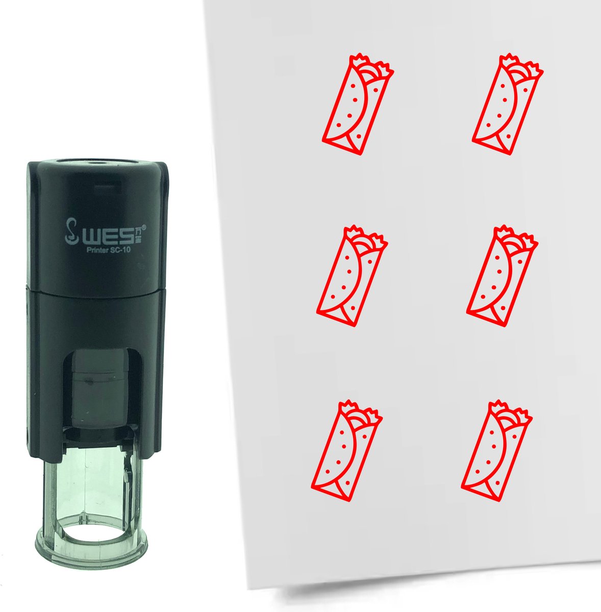 CombiCraft Stempel Burrito 10mm rond - rode inkt
