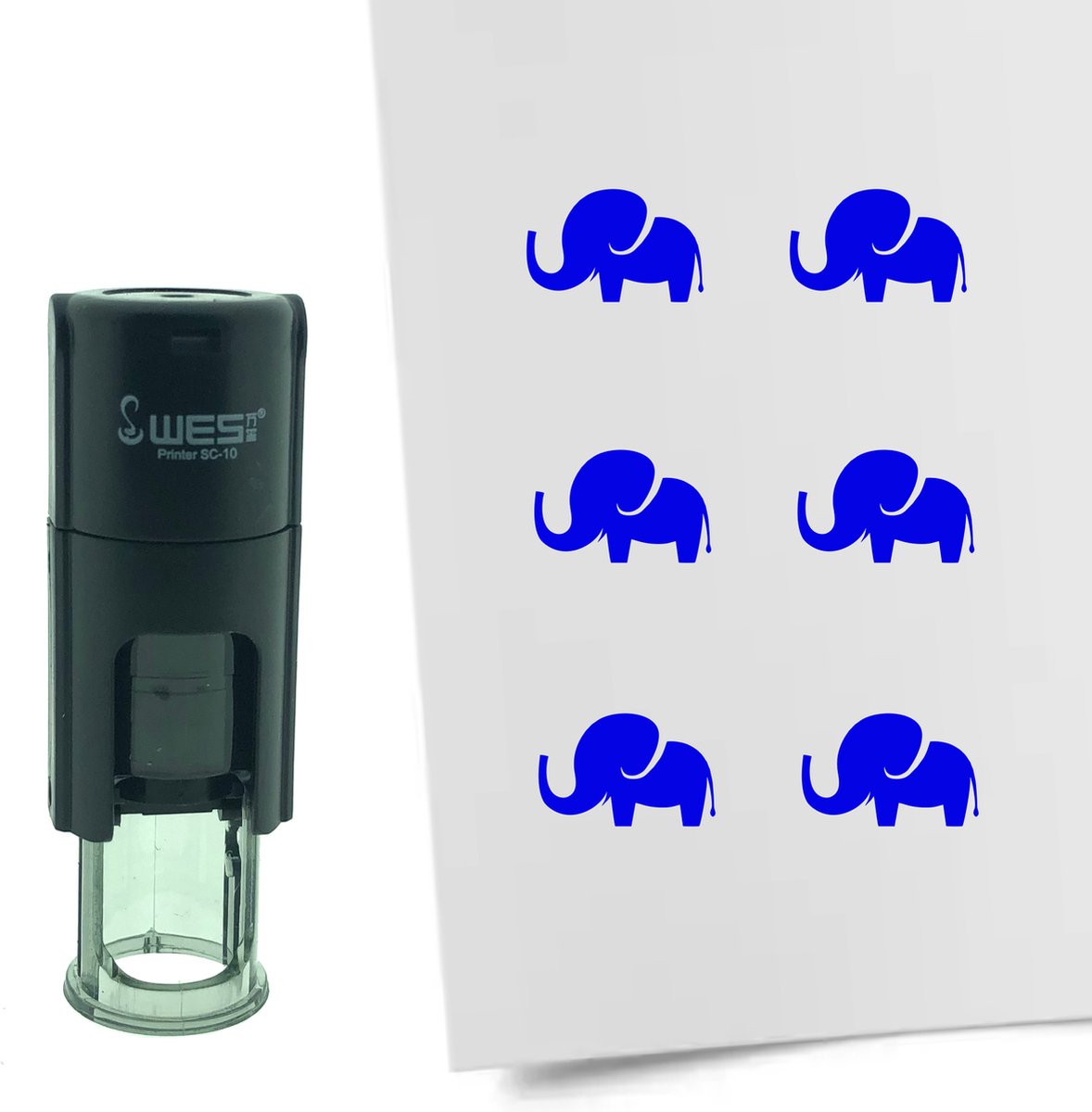 CombiCraft Stempel Olifant 10mm rond - groene inkt