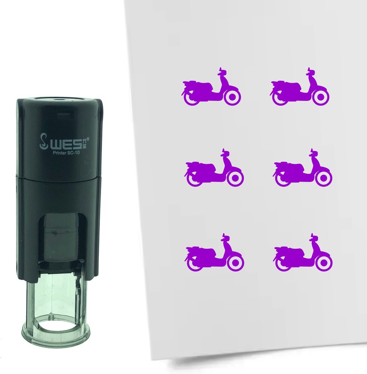 CombiCraft Stempel Scooter 10mm rond - paarse inkt