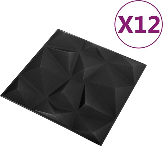 12PCS/3M² Panneaux 3D Panneaux en plastique PVC Panneaux muraux Salle de  jeu Mur Plafond 3D Look Diamond Black