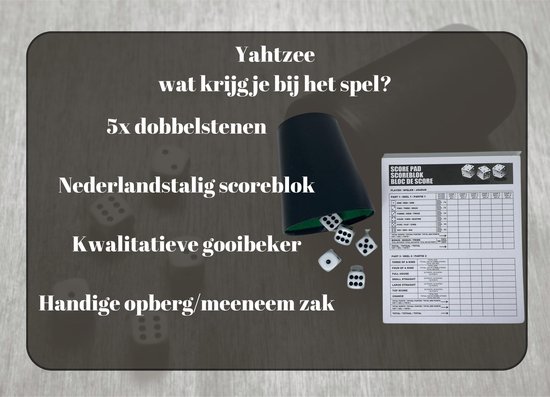 Yahtzee set met handige opbergzak - Dobbelspel Reiseditie - Scoreblok (100 vellen) in het Nederlands - Drinking Heroes