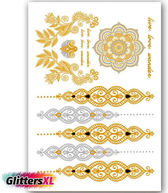 GlittersXL Temporary Tattoo Goud/Gold (11x6cm) [Neptattoo