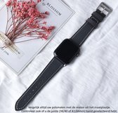 Zwart kunst lederen Sporthorloge Band geschikt voor Apple Watch 1, 2, 3, 4, 5, 6, 7, 8, SE & Nike+, 38mm & 40mm & 41mm "Mannenbreedte" Series – Maat: zie maatfoto - kunsleer - Leder - Leren Smartwatchbandje - Black