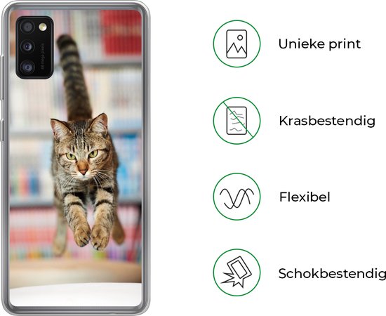 Coque Samsung Galaxy A41 - Chat - Saut - Chaise - Coque de téléphone en Siliconen