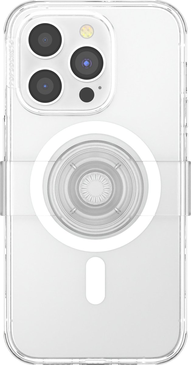 PopSockets PopCase met een magnetische ring - Telefoonhoesje met Telefoonbutton [telefoon accessoires]voor Apple iPhone 14 Pro - Doorzichtig