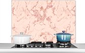 Spatscherm keuken 100x65 cm - Kookplaat achterwand Marmer - Rose goud - Patronen - Chic - Muurbeschermer - Spatwand fornuis - Hoogwaardig aluminium