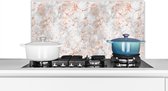 Spatscherm keuken 80x40 cm - Kookplaat achterwand Rose goud - Marmer print - Wit - Patroon - Muurbeschermer - Spatwand fornuis - Hoogwaardig aluminium