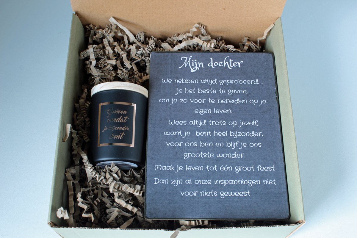 Minibox 'Mijn Dochter' - cadeau voor dochter - kaars - tekstbord