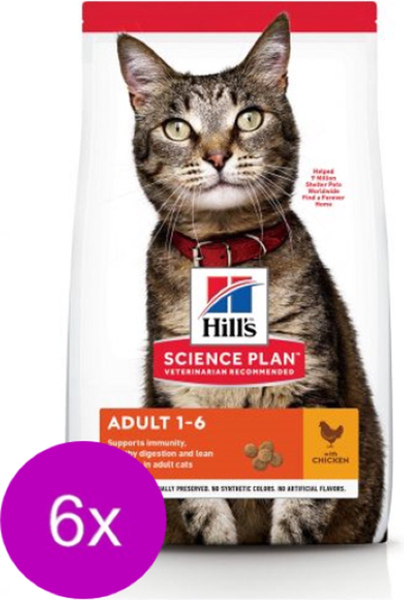 6x Hill's - feline Adult Kip - Kattenvoer - 1.5kg