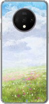Geschikt voor OnePlus 7T hoesje - Waterverf - Bloemen - Landschap - Siliconen Telefoonhoesje