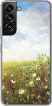 Geschikt voor Samsung Galaxy S22 hoesje - Zomer - Bloemen - Olieverf - Siliconen Telefoonhoesje
