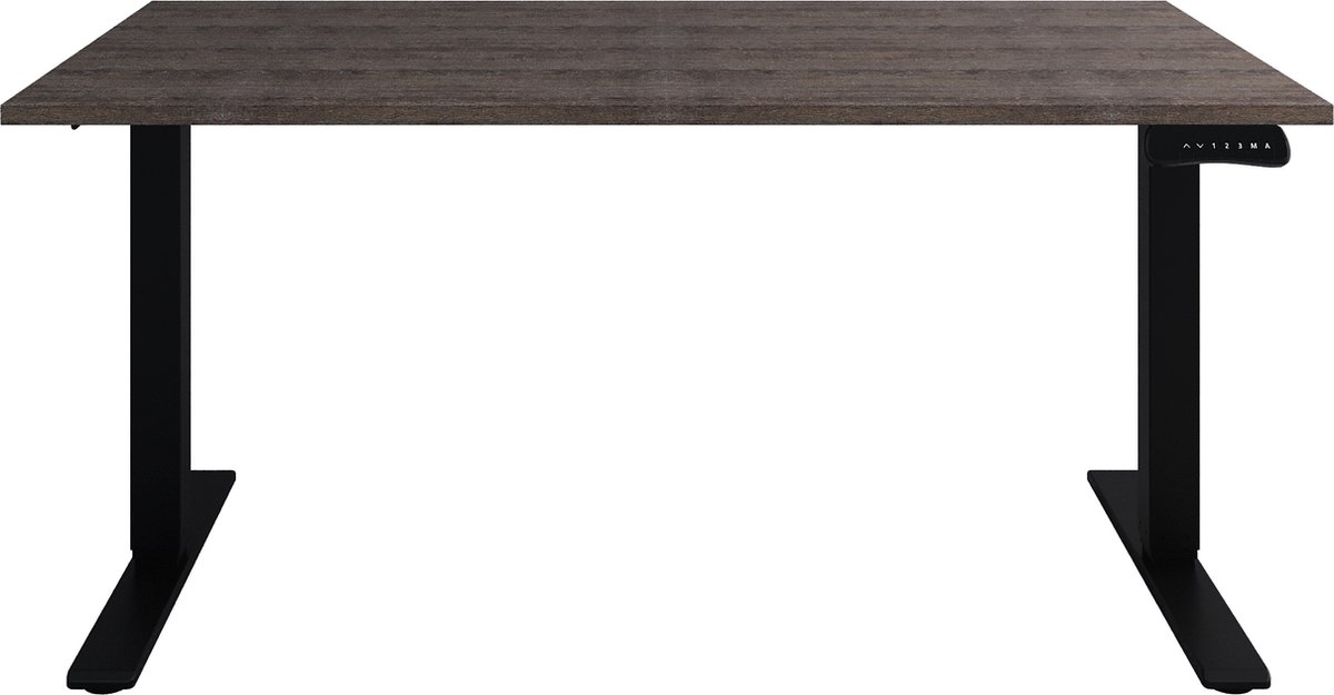 Zit sta Bureau  Verstelbaar bureau  180 x 80  Logan eiken  Zwart onderstel - 2 motoren-- blad- onderstel- x80