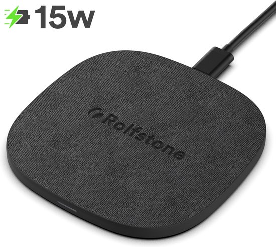 Rolfstone Swift - 15 W - Draadloze oplader telefoon - Snellader - Fast charging - Inclusief kabel - Zwart - Werkt met elke mobiel met Qi wireless charging