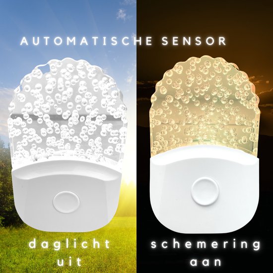 Nachtlampje Stopcontact - Led Lamp Kleur - 2 Stuks - Kerstcadeau - Nachtlampje Kinderen - LED Nachtlampje - Stekkerlamp - Nachtlampje Baby - Nachtlampje Volwassenen - Dag en Nacht Sensor - Fienosa - GAAT AAN BIJ SCHEMER EN UIT BIJ VOLDOENDE DAGLICHT — afbeelding 4