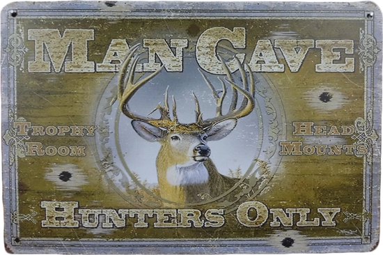 Wandbord - Hunters only - Metalen wandbord - Mancave - Mancave decoratie - Retro - Metalen borden - Metal sign - Bar decoratie - Tekst bord - Wandborden - Wand Decoratie - Metalen bord - UV bestendig