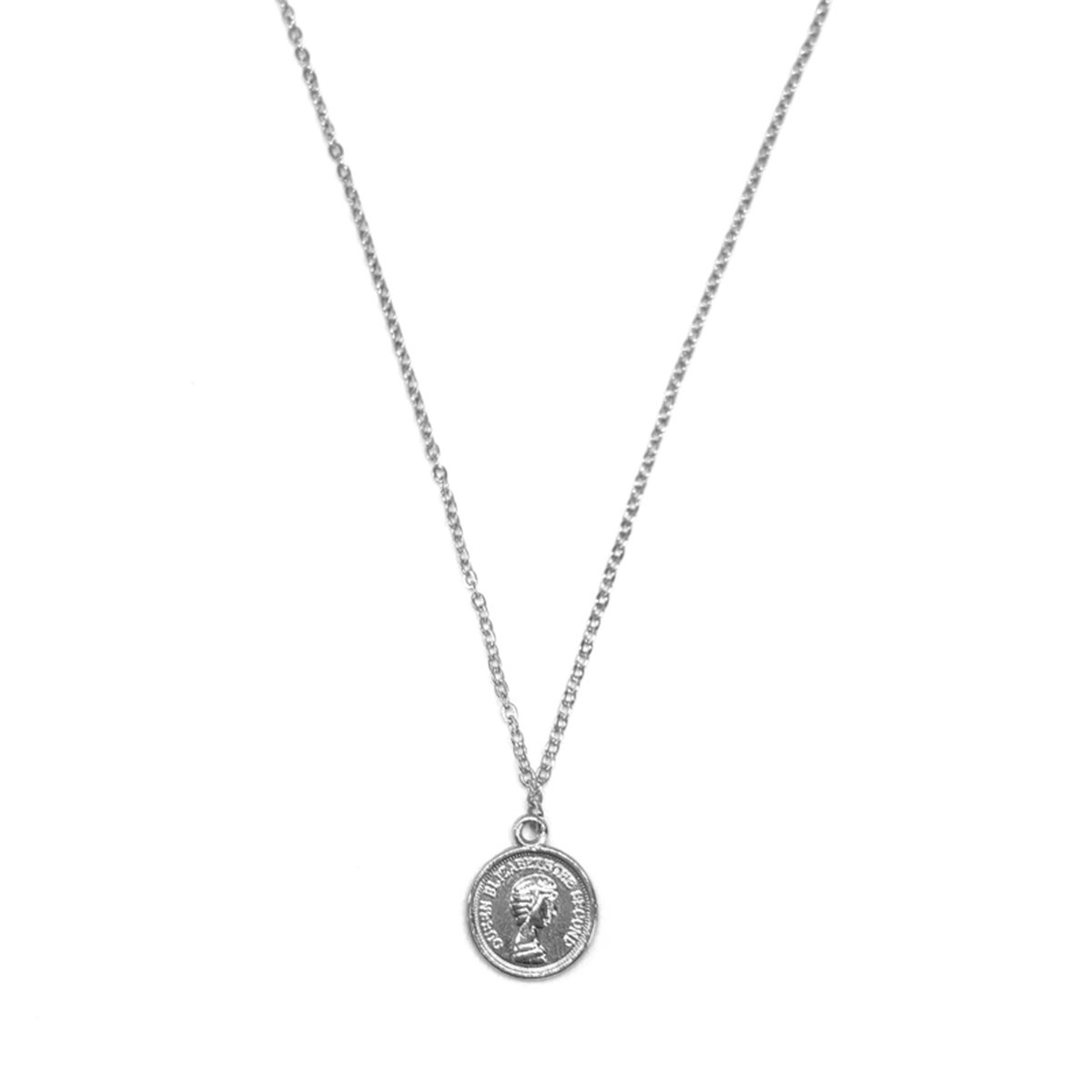 Big Elizabeth coin necklace - silver