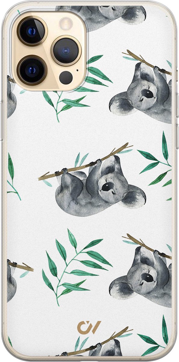 Hoesje geschikt voor Apple iPhone 12 - Koala Print - - Wit - Apple - Casevibes