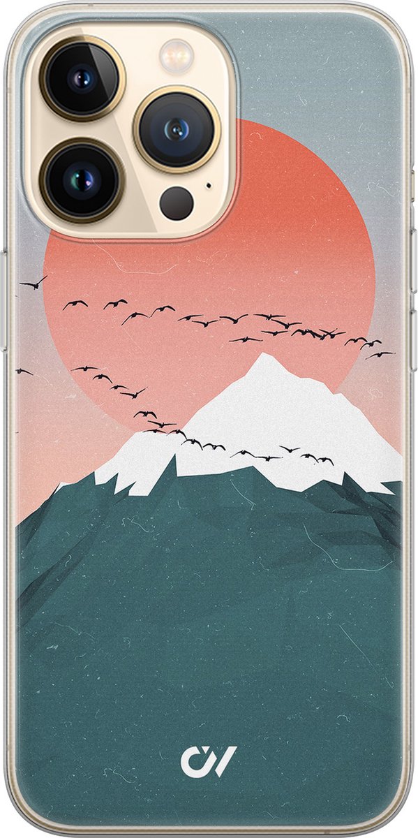 iPhone 13 Pro hoesje siliconen - Mountain Birds - Landschap - Blauw - Apple Soft Case Telefoonhoesje - TPU Back Cover - Casevibes