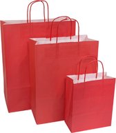 Luxe Rode Kersttasjes - Feesttassen - Draagtassen - Tasjes - Goodiebags met handvat - Zakjes - Rood - Cadeautasje | Sinterklaas - Huwelijk - Verjaardag - Feest - Winkel - Valentijn - Kado - Cadeau - Geschenk - Traktatie - Verpakking - DH collection