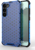 Mobigear Hoesje geschikt voor Samsung Galaxy S23 Plus Telefoonhoesje Hardcase | Mobigear Honeycomb Backcover Shockproof | Schokbestendig Galaxy S23 Plus Telefoonhoesje | Anti Shock Proof - Blauw