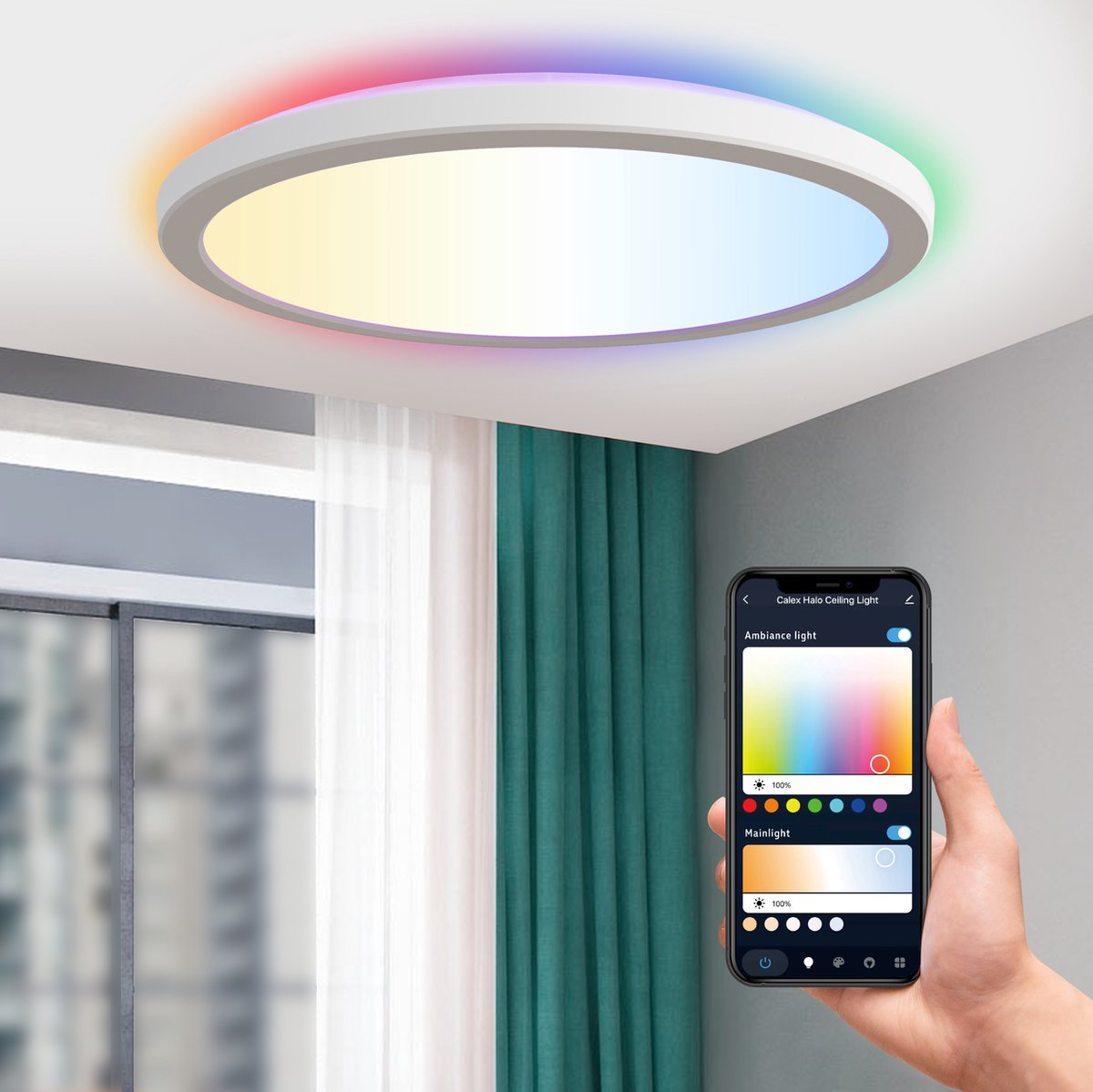 Calex Halo Slimme Plafonnière - Smart Plafondlamp 40cm - RGB en Warm Wit  Licht - Wit | bol.com