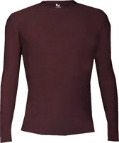 BADGER SPORT - Shirt Met  Lange Mouwen - Pro Compression - Diverse Sporten - Volwassenen - Polyester/Elastaan - Heren - Ronde Hals - Ondershirt - Zweet Afvoerend - Bordeaux - Medium