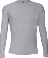 BADGER SPORT - Shirt Met  Lange Mouwen - Pro Compression - Diverse Sporten - Volwassenen - Polyester/Elastaan - Heren - Ronde Hals - Ondershirt - Zweet Afvoerend - Zilver - Small